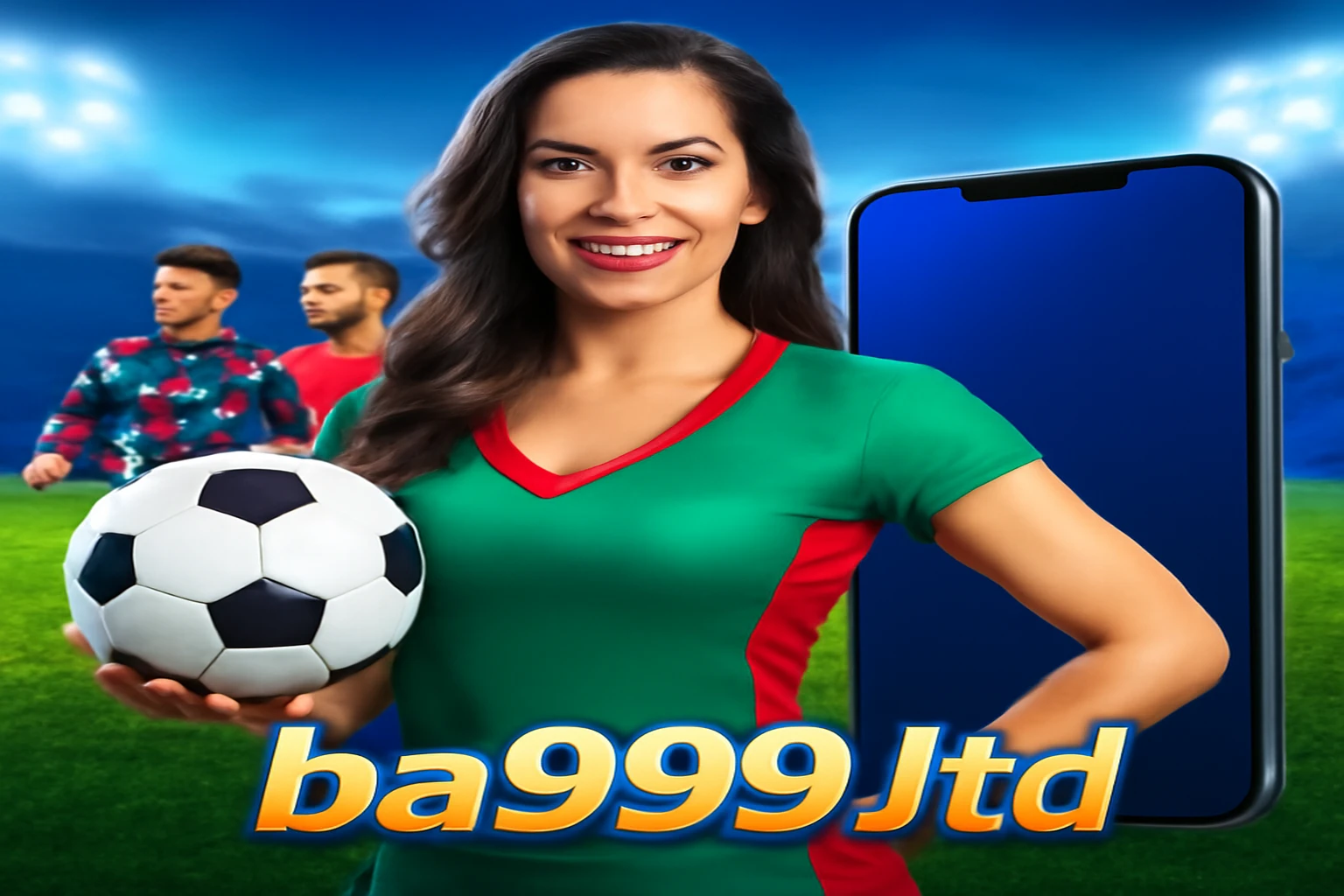 ba999 Football Gaming — bright orange stadium lights glowing over a football field at night